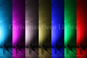 LEDコンパクトスポットライト、DC12V、RGB3ch(3in1)、3W×3灯(9W)、直径50mm、白筐体、照射角20度