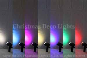 LEDミニスポットライト、DC12V、RGB-N(ナチュラルホワイト4000K)、4in1、4ch、12W×1灯、直径50mm、黒筐体、照射角40度