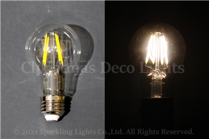 フィラメント型LEDクリア電球(CS)、E26、A60型、AC100V、4W、電球色(2700-3000K)、1球