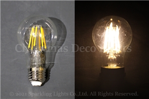 フィラメント型LEDクリア電球(CS)、E26、A60型、AC100V、6W、電球色(2700-3000K)、1球