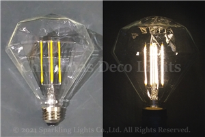 フィラメント型LEDクリア電球(CS)、E26、D125型、AC100V、4W、電球色(2700-3000K)、1球