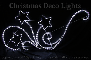 LED2Dロープモチーフ、星付きバロック調(大)タイプD、170cm × 90cm、ホワイト(白)