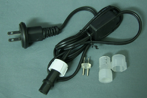 10mm2芯、LEDロープ(チューブ)ライト用電源コード、1.5m、脱着可能タイプ