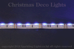 非防水型LEDテープライト、側面発光、SMD040型、RGB(フルカラー)、300球、5m巻、白基板、屋内向け、部品別売り