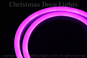 LEDネオンフレックス AW09-D1、上面発光(ドーム型)、AC100V、幅9mm、長さ30m、ピンク