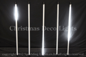 LEDスノーフォール、チューブ型(直径3cm)、100cm、5本セット、白