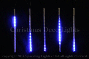 LEDスノーフォール、ミニオーバル型、30cm、5本セット、青