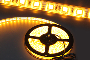 防水型LEDテープライト、SMD5050型、イエロー(黄)、300球、5m巻、白基板、部品別売り