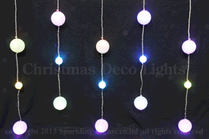 LEDボールアイシクルライト、RGB、LED21球、1.5mx0.7m、連結可
