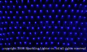 LEDイルミネーション、ネット(網状)、常点、プロ仕様(V4)、180球、黒コード、ブルー