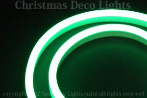 LEDネオンフレックス AJ08-D1、上面発光(ドーム型)、AC100V、幅8mm、30m、グリーン