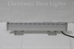 LEDウオールウオッシャー、長型50cm、DC24V、RGB3ch(3in1)、3W×12灯、照射角10度