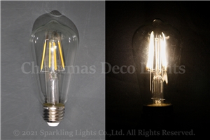 フィラメント型LEDクリア電球(CS)、E26、ST58型、AC100V、4W、電球色(2700-3000K)、1球