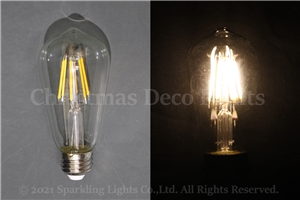 フィラメント型LEDクリア電球(CS)、E26、ST58型、AC100V、6W、電球色(2700-3000K)、1球