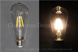 フィラメント型LEDクリア電球(CS)、E26、ST64型、AC100V、6W、電球色(2700-3000K)、1球