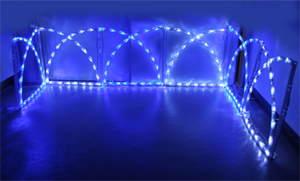 ガーデンフェンス、LED150球、ブルー/ホワイト、連結可能
