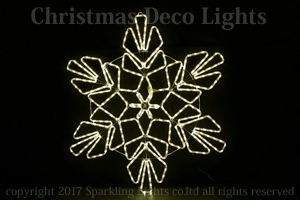 LED2Dロープモチーフ、スノーフレーク、100cm、タイプB(6花)、電球色(イエローゴールド)