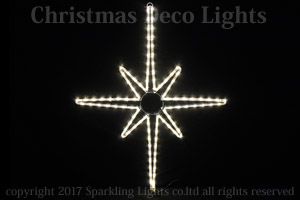 LED2Dロープモチーフ、シャイニングスター、タイプC(大・8放射)、70cm × 86cm、電球色(イエローゴールド)