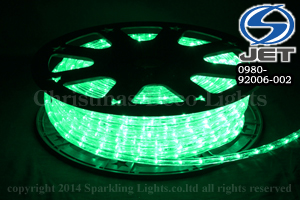 10mm2芯、LEDロープ(チューブ)ライト、グリーン、50m、カット単位2m、部品別売り