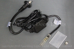 10mm2芯、LEDロープ(チューブ)ライト用電源コード、1.5m、ヒューズ入り、固定タイプ
