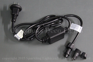 10mm2芯、LEDロープ(チューブ)ライト用電源コード、1.5m、ヒューズ入り、脱着可能タイプ