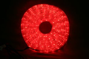 13mm2芯、LEDロープ(チューブ)ライト、高輝度レッド、9m、電源コード付