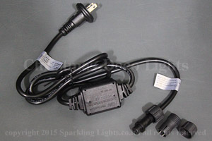 13mm2芯、LEDロープ(チューブ)ライト用電源コード、1.5m、ヒューズ入り、脱着可能タイプ