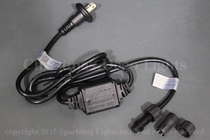 13mm2芯、LEDロープ(チューブ)ライト用電源コード、1.5m、ヒューズ入り、脱着可能タイプ