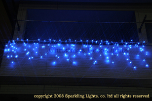 LEDイルミネーション、アイスクル（ツララ）、常点、プロ仕様、140球、ブルー