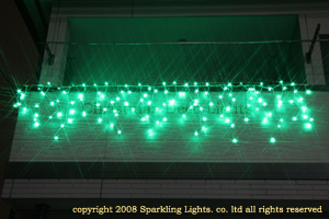 LEDイルミネーション、アイスクル（ツララ）、常点、プロ仕様、140球、ピュアグリーン