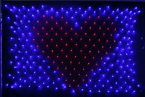 LEDイルミネーション、LEDハートネットライト、マルチ(青、赤)LED247球、2mx1m、点滅、連結可