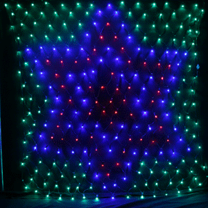 LEDイルミネーション、LEDスターネットライト、マルチ(青、緑、赤)LED247球、1.5mx1.3m、点滅、連結可