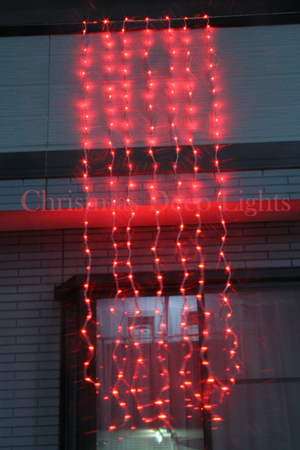 LEDイルミネーション、ウオーターフォールカーテン(ナイアガラ)、上下方向点滅、196球、レッド(赤)