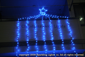 LEDイルミネーション、星付きウオーターフォール(ナイアガラ)、上下方向点滅、256球、ブルー
