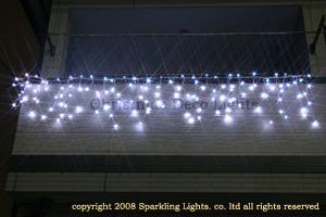 LEDイルミネーション、アイスクル（ツララ）、常点、プロ仕様(V2)、140球、ホワイト