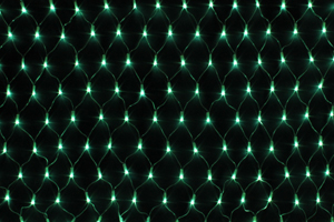 LEDイルミネーション、ネット（網状）、常点、プロ仕様(V2)、180球、アクアグリーン(薄緑)、クリアコード