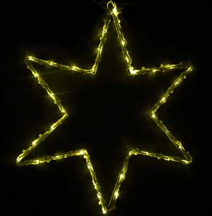LEDイルミネーション、35cmスターモチーフ（星）、常点、プロ仕様(V2)、38球、電球色(イエローゴールド)