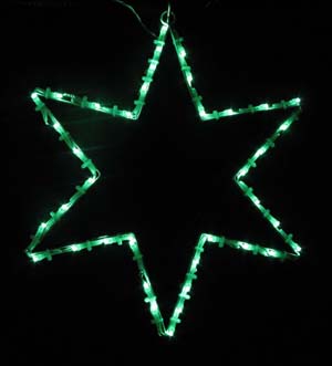 LEDイルミネーション、35cmスターモチーフ（星）、常点、プロ仕様(V2)、38球、アクアグリーン
