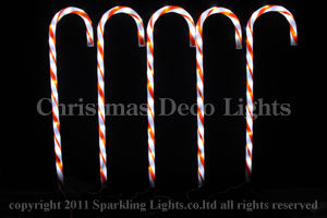 LEDイルミネーション、スティック型キャンディケーン、80球、白
