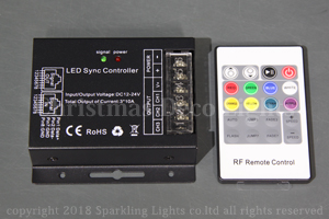 RGB3ch調光コントローラ、30A(10A/ch)、DC12-24V、リモコン付、明るさ調節可能