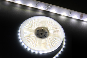 防水型LEDテープライト、側面発光、SMD020型、ホワイト、300球、5m巻、部品別売り