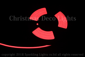 薄型LEDネオンフレックス DE06-F1、上面発光(フラット型)、DC24V、幅6mm、シリコンチューブ、長さ5m、レッド(赤)