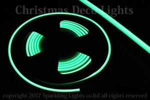 LEDネオンフレックス DS08-F1、上面発光(フラット型)、DC24V、幅8mm、長さ5m、グリーン(緑)