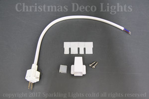 LEDネオンフレックス DS08-F1用 電源入力ケーブル(2芯先バラ)、固定キャップ付