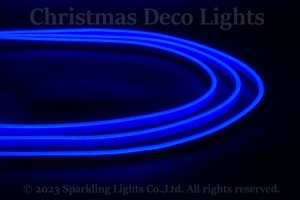 どこでも切れるLEDネオンフレックス DW0613-D1A、上面発光(ドーム型)、DC24V、幅6×高さ13mm、シリコンチューブ、長さ5m、ブルー