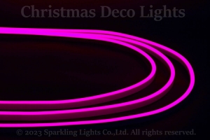 どこでも切れるLEDネオンフレックス DW0613-D1A、上面発光(ドーム型)、DC24V、幅6×高さ13mm、シリコンチューブ、長さ5m、ピンク
