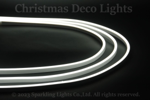 どこでも切れるLEDネオンフレックス DW0613-D1A、上面発光(ドーム型)、DC24V、幅6×高さ13mm、シリコンチューブ、長さ5m、ホワイト