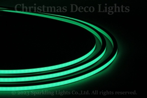 どこでも切れるLEDネオンフレックス DW1010-SF1A、側面発光(フラット型)、DC24V、幅10×高さ10mm、シリコンチューブ、長さ5m、グリーン