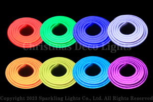 丸型360°RGB3ch LEDネオンフレックス RW18-R1-24、DC24V、直径18mm、5m