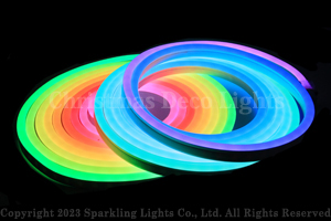 SPI対応LEDネオンフレックス SW10-D1、上面発光(ドーム型)、DC24V、幅10mm、長さ10m、RGB